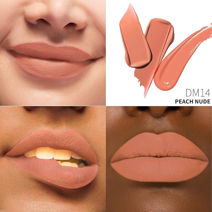 Depuplum Peach Lipstick Matte for Women Superstay Nude Long Lasting Lipstick Smudgeproof Liquid Lipsticks Cruelty Free Lip Makeup, DM14 Peach Nude
