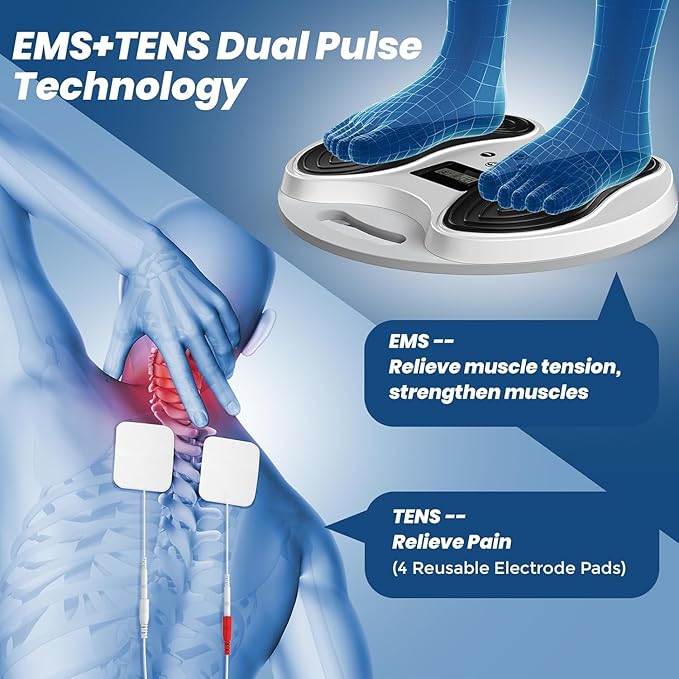 Y&LJ EMS Foot Massager for Neuropathy, Foot Stimulator NMES Muscle Stimulator for Neuropathy, Feet Nerve Electric Feet Massager for Circulation and Pain Relief with 4 TENS Unit Muscle Stimulator Pads