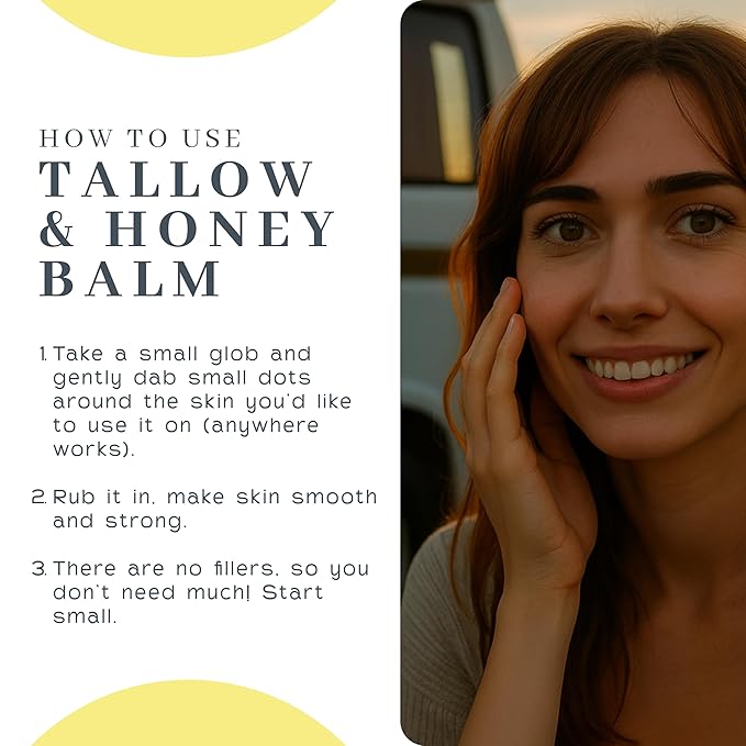 Vanman's - Tallow and Honey Balm Jumbo - Tallow Face Moisturizer with Pure Grass-Fed/Finished Beef Tallow for Skin and Essential Oils, Organic Raw Honey and Beeswax, Cold Pressed Olive Oil - 6.3 oz