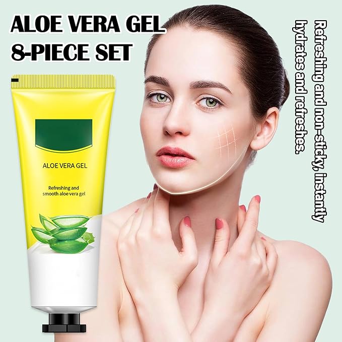 Fusang 8Pcs Organic Aloe Vera Gel for After Sun Skin Care,Natural Moisturizing Aloe Vera Gel for Face & Body,Easy to Portable Face Moisturizer,Travel Size Pure Vera Aloe Gel for all Skin Types J