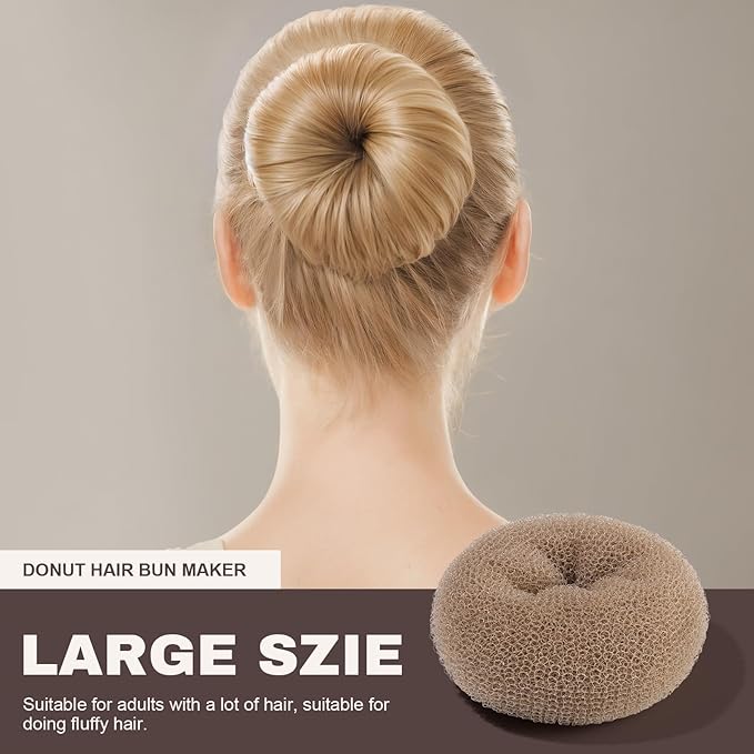 Teenitor Hair Bun Shaper Set, 4pcs Hair Donut Bun Maker(Extra-large, Large, Medium, Small) with 20pcs Bobby Pins, Tan Brown