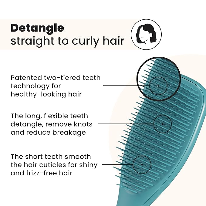 Tangle Teezer Ultimate Detangler Brush for Wet & Dry Hair, Eliminates Knots & Reduces Breakage for All Hair Types, Transformative Teal