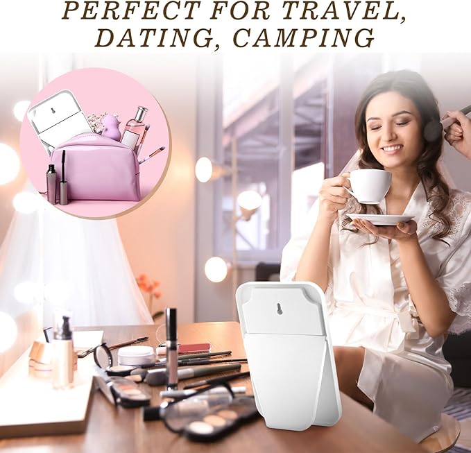 24 Pack Desktop Makeup Mirror Bulk 90° Adjustable Portable 8" Vanity Table Mirror with Stand, Folding Travel for Makeup Party Spa Party, Women, Cosmetics Personal Beauty (White)