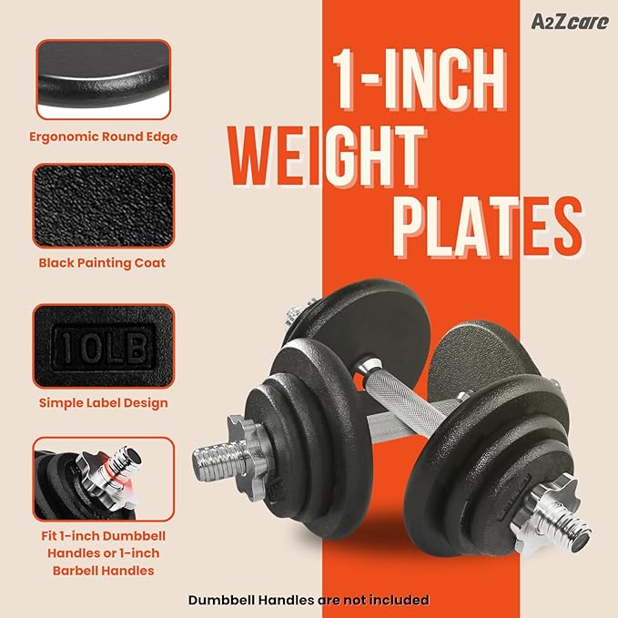 A2ZCARE 1 inch Weight Plates Set 1.25 lbs 20 lbs, 1 inch, 1 inch