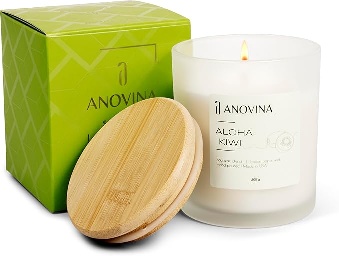 Anovina Fruity Scented Candle – Juicy Blend of Passionfruit, Pineapple, Kiwi & Coconut – Non-Toxic Soy Wax Blend – Candle Gifts for Women, Home or Kitchen