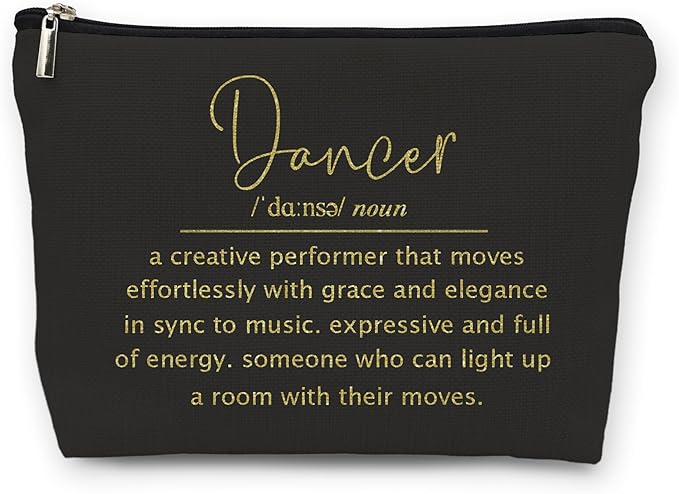 huester Dancer Gifts Makeup Bag, Dance Teacher Gifts, Dance Gifts for Girls, Dance Makeup Bag, Black Dancer Cosmetic Bags Travel Makeup Pouch for Purse Dancers Dance Women Girls