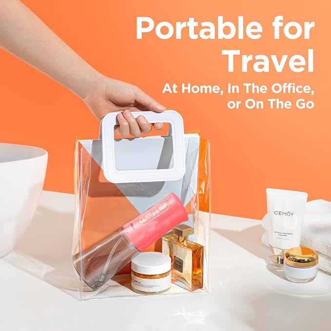 Bitvae Cordless Water Dental Flosser for Teeth, Portable Water Teeth Cleaner Picks, 6 Jet Tips 3 Cleaning Modes, IPX7 Waterproof Water Dental Picks, Coral Orange