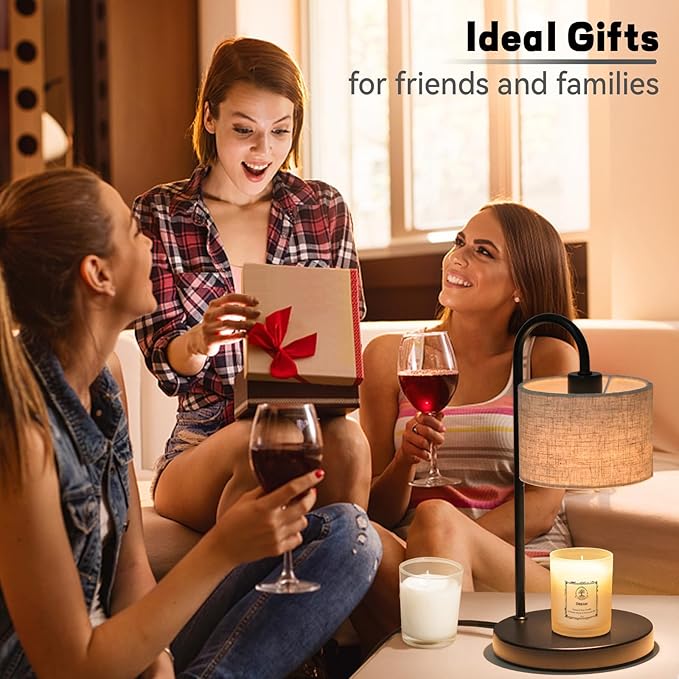 Candle Warmer Lamp with Timer, Dimmable Candle Wax Warmer Candle Lamp Warmer for Scented Candles with 2 Bulbs, House Warming Gifts Christmas Gifts for Women Home Decor - Linen