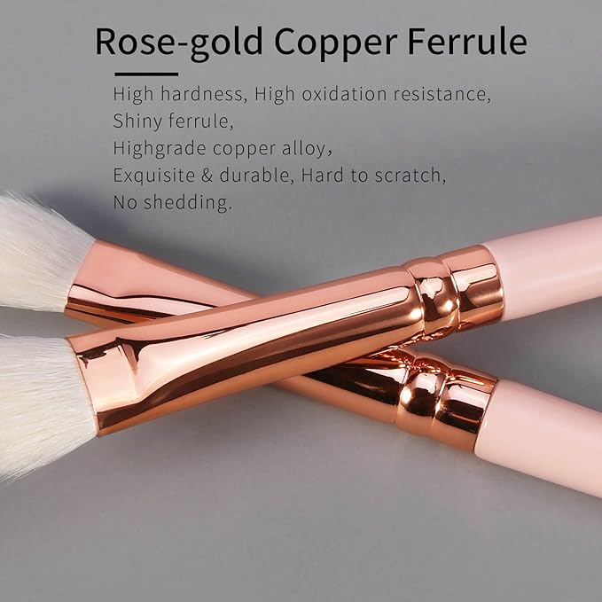 ENZO KEN Medium Smudge Eye Shadow Brush - Natural Goat Hair Eyeshadow, Shader and Smudge Brush. Single, Pink. E403M