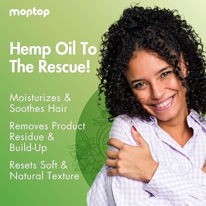 MopTop Hemp Seed Oil for Hair – Natural Hair Oil & Dry Scalp Treatment to Soothe Itchy Scalp, Reduce Flakes & Improve Moisture, Sulfate & Paraben Free Pre-Shampoo Hair Care (Light Citrus, 2oz)