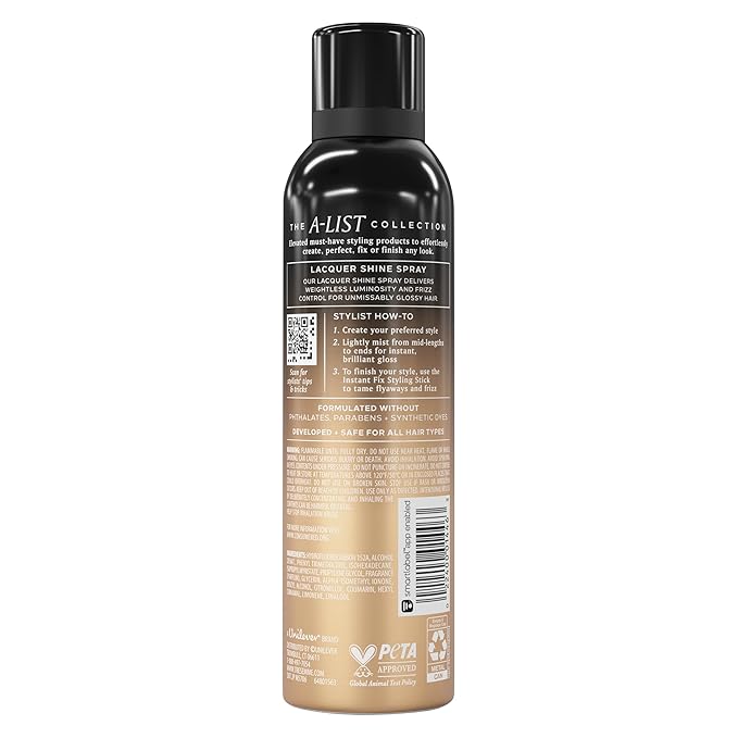TRESemmé Lacquer Shine Spray 1 ct A-LIST Collection for Brilliant Gloss + Humidity Control, Developed Safe for All Hair Types, 5.3 Oz
