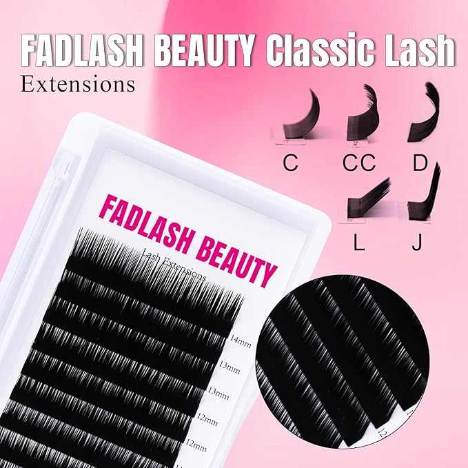 Lash Extension 0.1 L Curl 8-14mm Individual Lashes Mixed Tray Classic Lash Extensions Premium Silk Matte Dark Eyelash Extensions Professional Supplies(0.1-L,8-14mm)