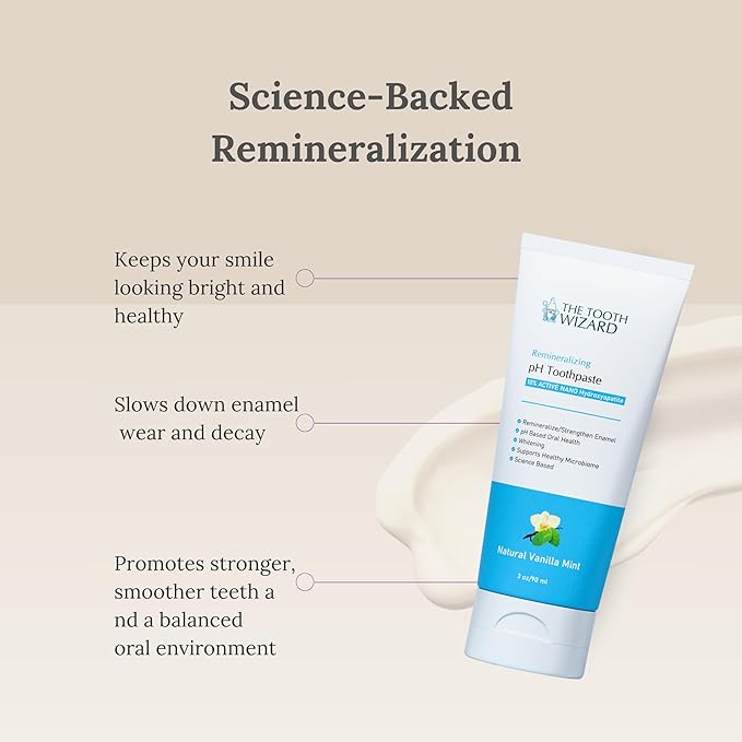 pH Balancing Toothpaste | Natural Vanilla Mint Flavor | Fluoride-Free | SLS-Free | Gentle Whitening | Supports Healthy Oral Microbiome | 3 oz