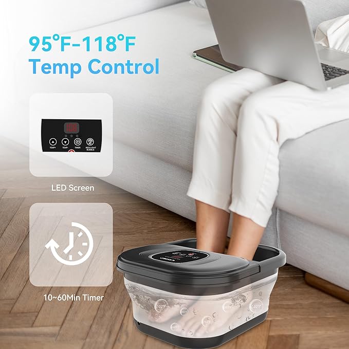 Foot spa bath massager with
