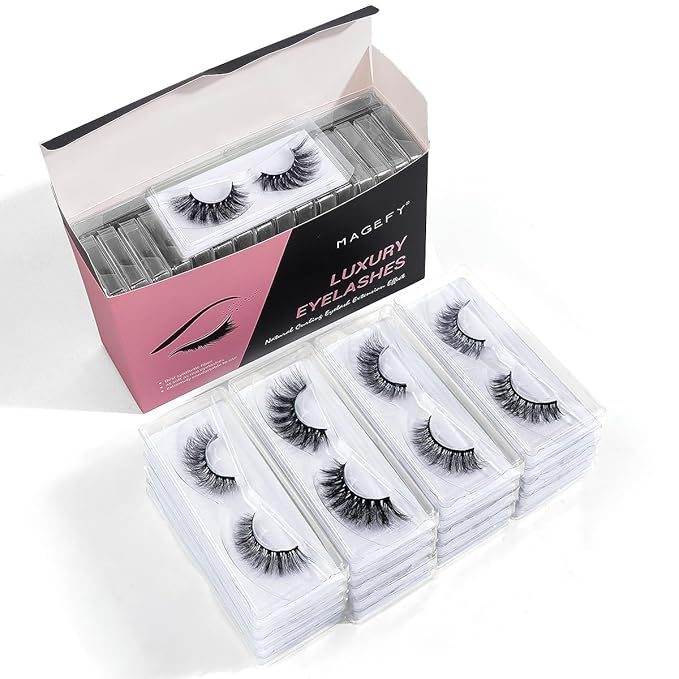 MAGEFY 20 Pairs 4 Styles Eyelashes, 7mm-18mm Lashes Natural Look to Dramatic False Eyelashes with Portable Boxes,Style-1