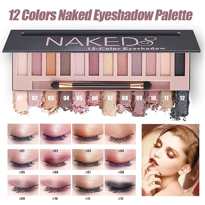All in One Makeup Kit, Makeup Kit for Women Full Kit, Travel Make Up Gift Set for Women Teens Girls, Includes Eyeshadow, Foundation, Lipstick Set, Eyebrow Soap, Eyeliner Stamp, Mascara, Brush, Sponges