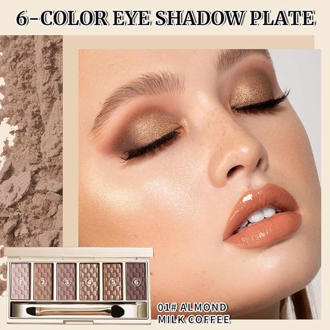 Neutral Nude Brown Eyeshadow Palette – 6 Matte & Shimmer Shades, Blendable Long-Lasting Eye Shadow Kit for Natural Everyday Makeup, Soft Glam Looks & Mature Eyes, High Pigment Smooth Formula
