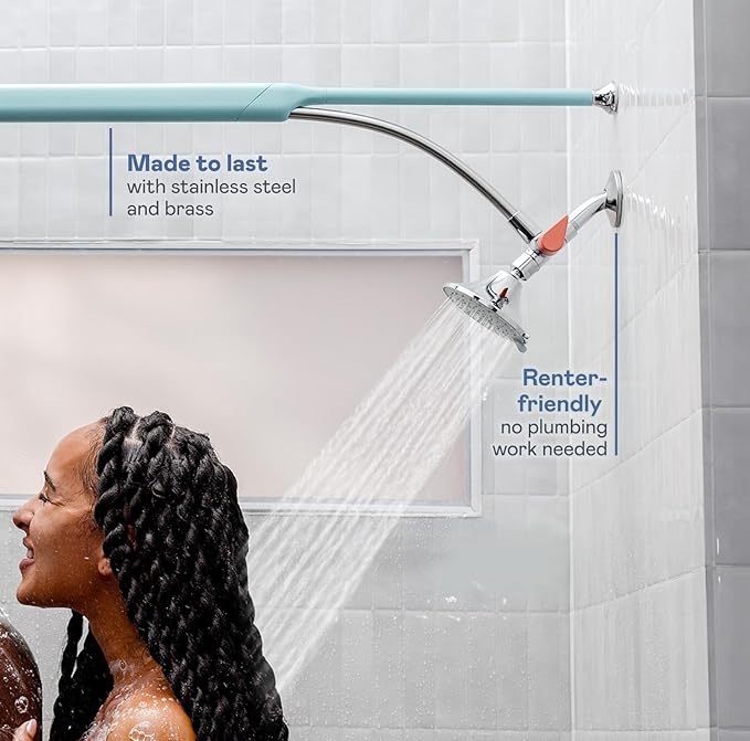 BOONA - The Original Tandem Shower | As Seen On Shark Tank | Double Shower Head for Couples, High Pressure Dual Shower Heads (One Showerhead, Retro Miami)
