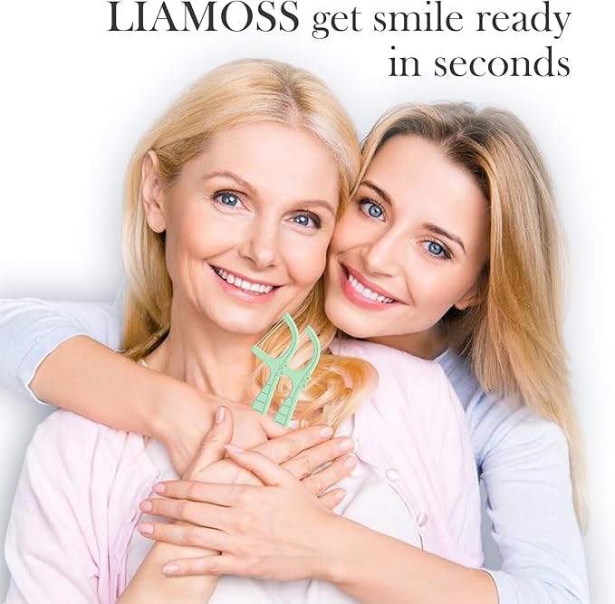 Mint Flavor 400 Count Dental Flossers,LIAMOSS Double Thread Floss Picks Thorough Cleans Teeth in One Minute,Glides Well Between Tight Teeth,Encourage Flossing Habits(Mint,4 Pack)