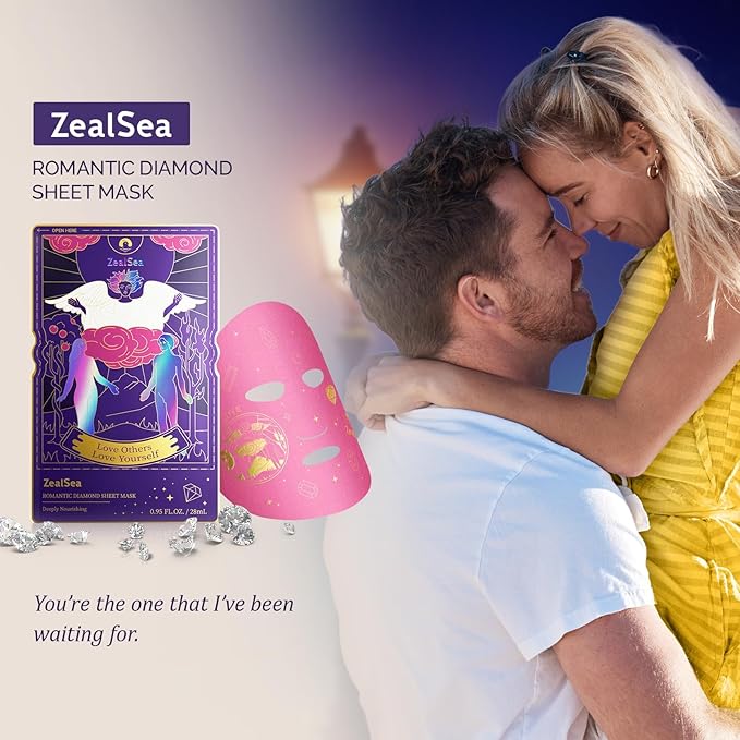 ZealSea Collagen Face Mask Skincare for Anti Aging, Hydrating Face Masks, Oat Peptide Face Mask for Wrinkles & Fine Lines, Beauty Sheet Mask, Self Care Gift for at Home Spa Party pack of 2