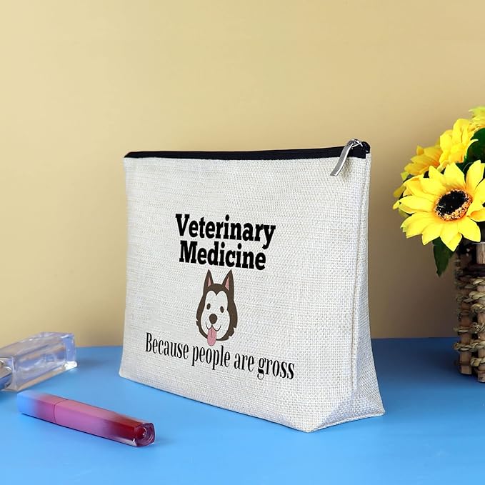 Veterinarian Appreciation Vet Tech Cosmetic Bag Funny Sarcasm Animal Rescue Veterinary Medicine Graduation Gift Makeup Bag for Thanksgiving Christmas