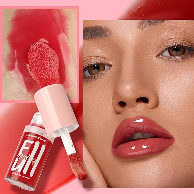 2PC Lip Glow Oil Hydrating 6 Colors, Moisturizing Glow