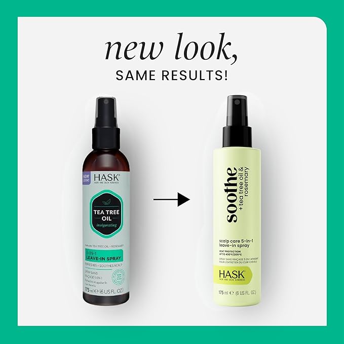 HASK Invigorating TEA TREE OIL 5-in-1 Leave In Conditioner Duo (6oz-Qty 2) & Deep Conditioner Packette, Aluminum-Free, Sulfate-Free, Paraben-Free, Color Safe, for All Hair Types