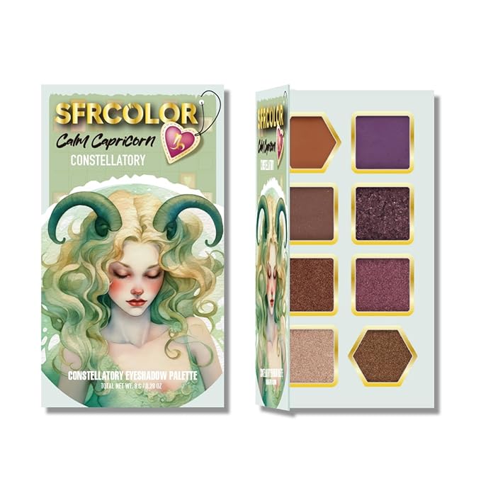 12-Color Zodiac Eyeshadow Palette, Matte Metallic Shimmer Pressed Pigments, Highly Pigmented Makeup Palette for Professional & Daily Eye Makeup (8291 Capricorn)