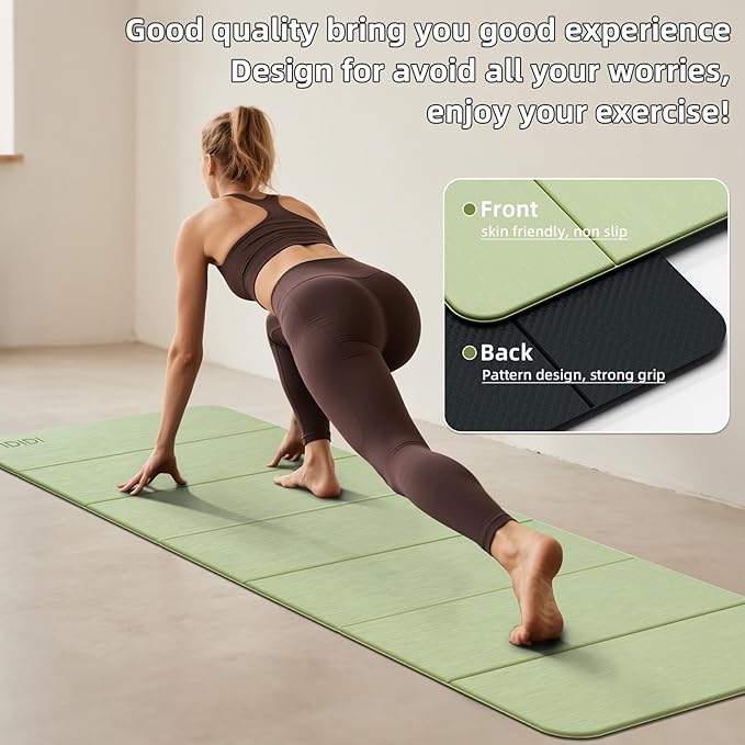 Foldable Yoga Mat Extra Thick 0.32 Inches Eco-Friendly POE Material, Non-Slip Design Fitness Mats, Multi-Purpose Workout Mats For Studio or Home Use (70 x 24 x 0.32 inches）