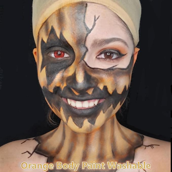 Go Ho Pastel Orange Face Paint Stick,Water Based Cream Orange Body Paint Washable,Highly Pigmented,Smooth and Safe for Skin,Halloween Cosplay SFX Makeup