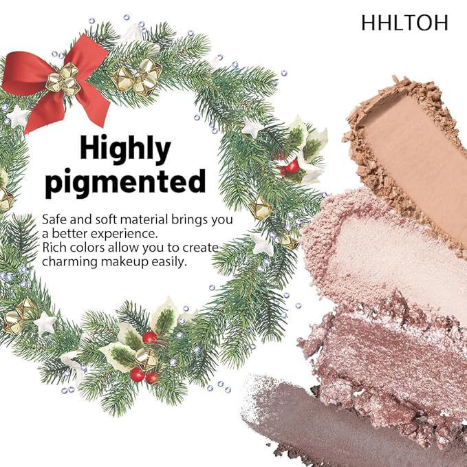 4 Colors Eyeshadow Makeup Palette – Christmas Gifts for Older Women, Neutral Light Nude Ivory Champagne Gold Warm Beige Dark Brown Matte & Shimmer Powder Eye Shadow, Highly Pigmented Waterproof