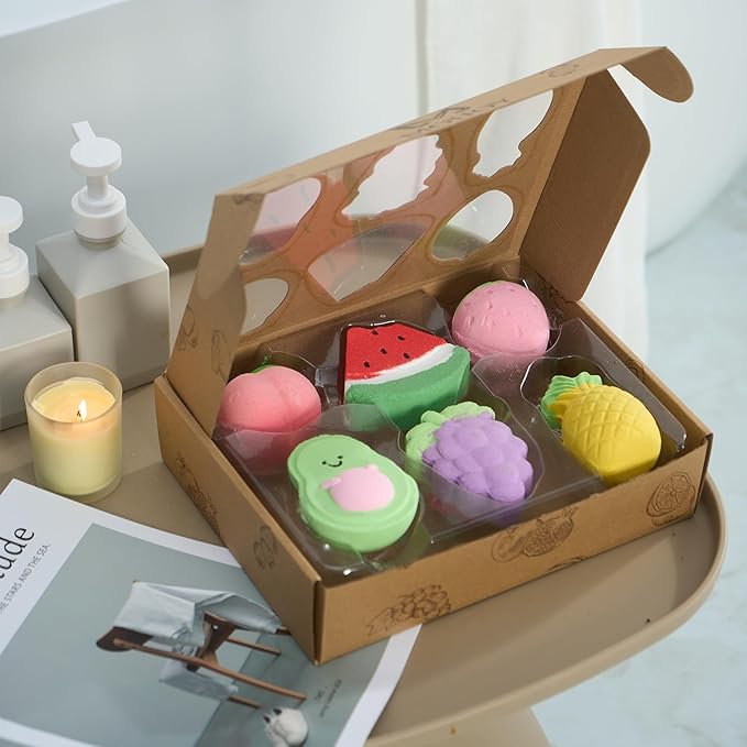 Fruit-Shaped Bath Bombs for Kids, Teen Girls & Boys – XL Scented Bath Bombs with Surprise Toy Inside, Natural Non-Toxic 6 Pack Gift Set for Birthdays & Valentine’s Day