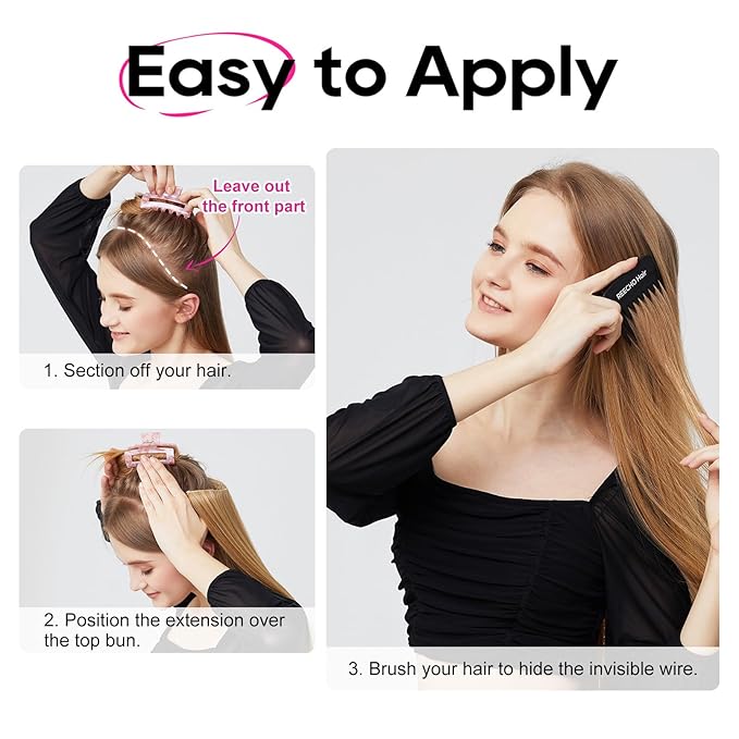 REECHO Invisible Wire Hair Extensions with Transparent Headband Adjustable Size Removable Secure Clips in Straight Secret Hairpiece for Women (20 Inch, Golden Blonde with Highlights)