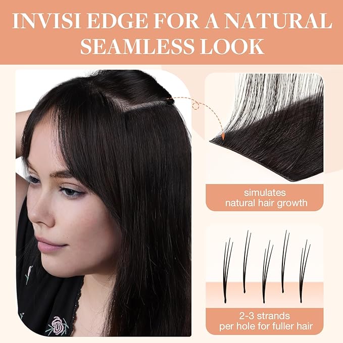 GOO GOO Invisi Edge Clip in Hair Extensions 18inch 130g 7Pcs Injected Seamless PU Clip in Hair Extensions, Virgin Real Human Hair, 2/6/2 Balayage Dark Brown to Chestnut Brown