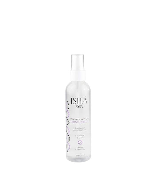 ISHA DNA Keratin Treatmen System Hair Shine Serum Drops - Frizz Control - Instant Shine - Coconut and Argan Oil Infused with Vitamin E - Smoothing and Straightening - Sulfate Free