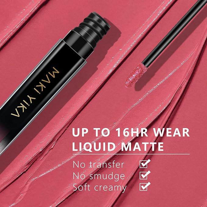 MAKI YIKA Pink Lipstick for Women Color Stay Long Lasting Lipsticks Nude Smudgeproof Matte Liquid Lipstick Transterproof Lip Makeup, Warm Pink
