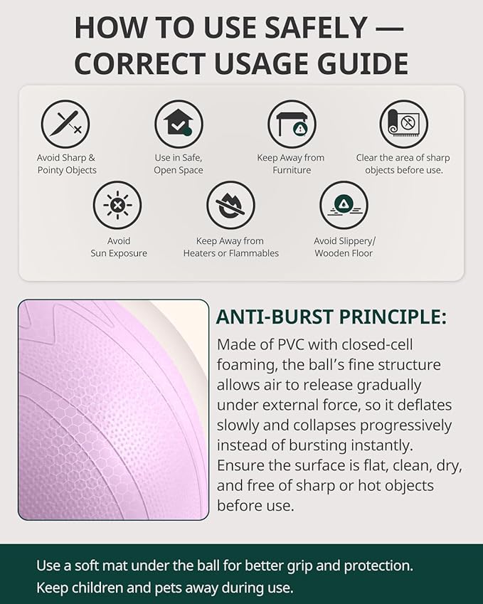 Trideer Pregnancy Birthing Ball - 1.7mm Extra Thick Yoga Ball for Maternity, Labor, Exercise, Physio, Recovery - Guide & Baby Memory Book Included - 440LB Anti-Burst & Non-Slip Stability