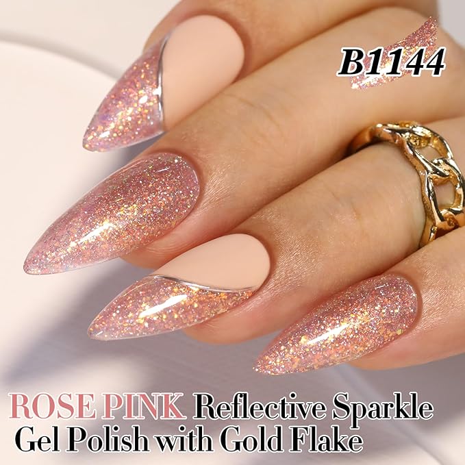 Double Rhythm 15ML Glitter Gel Polish Shimmer Reflective Holographic Color Magnetic for Nail Art Salon DIY at Home (B1144)