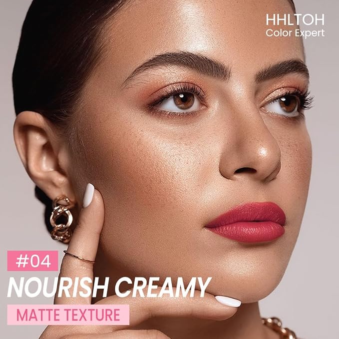 HHLTOH Honey Lipstick Tinted Lip Balm - Matte Tint Cream Lipsticks for All Skin Tones, Hydrating Lip Stain, Can be Buildable Blendable Nourishing Moisturizing Suitable for Women to Every Day Makeup 04