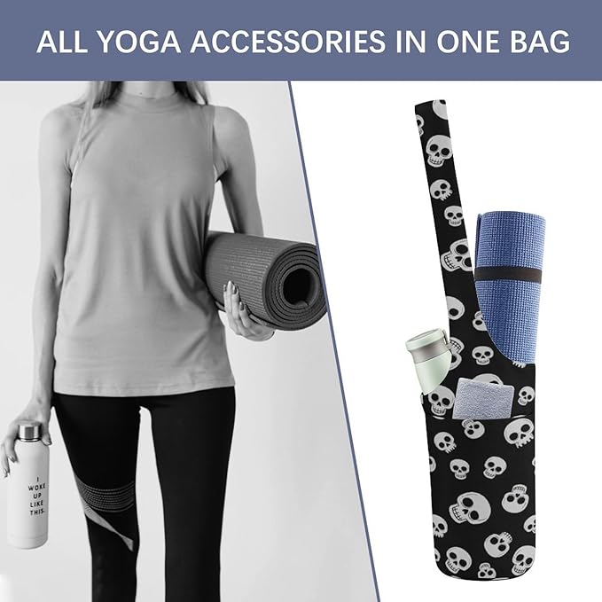 Yoga Mat Bag for Women, Stylish Yoga Mat Tote Sling Carrier Bag, Long Strap Exercise Mats Totes Sport Storage Bag