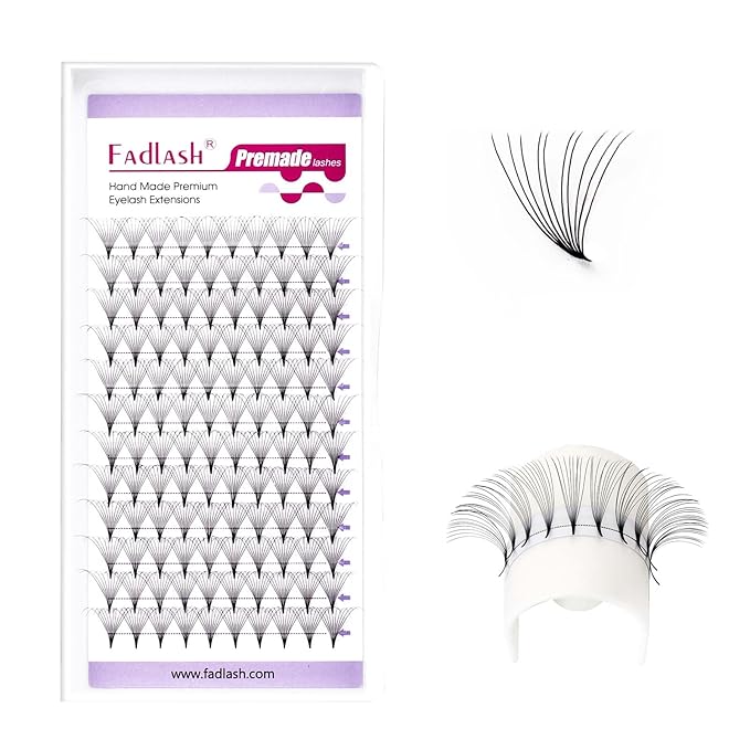 FADLASH Premade Lash Fans C Curl Premade Fans Eyelash Extensions 10D 0.07 Volume Lash Fans Premade Handmade Premade Lash Extensions Fans (10D-0.07C-8mm)