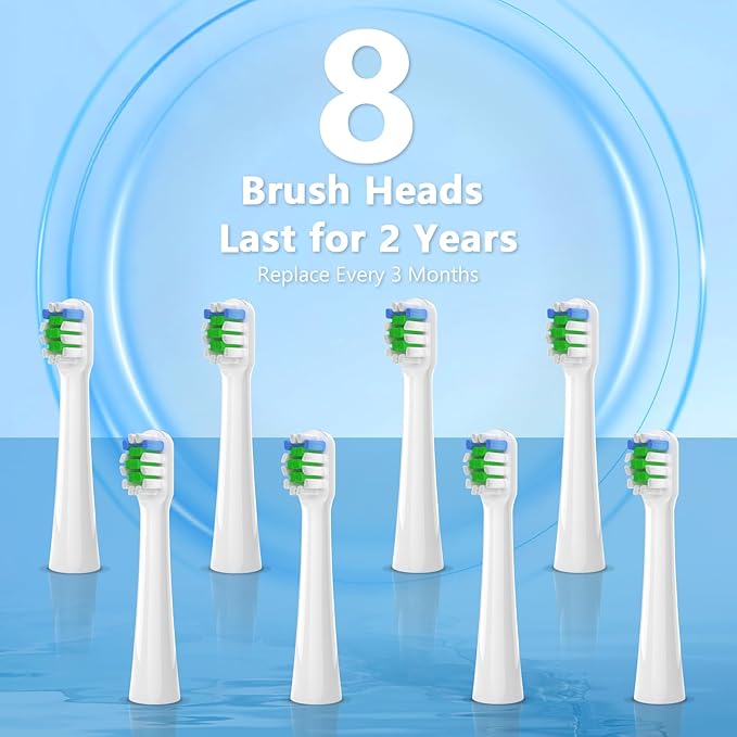 Sonic Toothbrush with 8 Brush Heads, Pink Electric Toothbrush for Women and Girls with Fast Charge 4 Hours Last 60 Days, 2-Min & 30s Smart Timer, IPX7 Waterproof, Type-C Charging