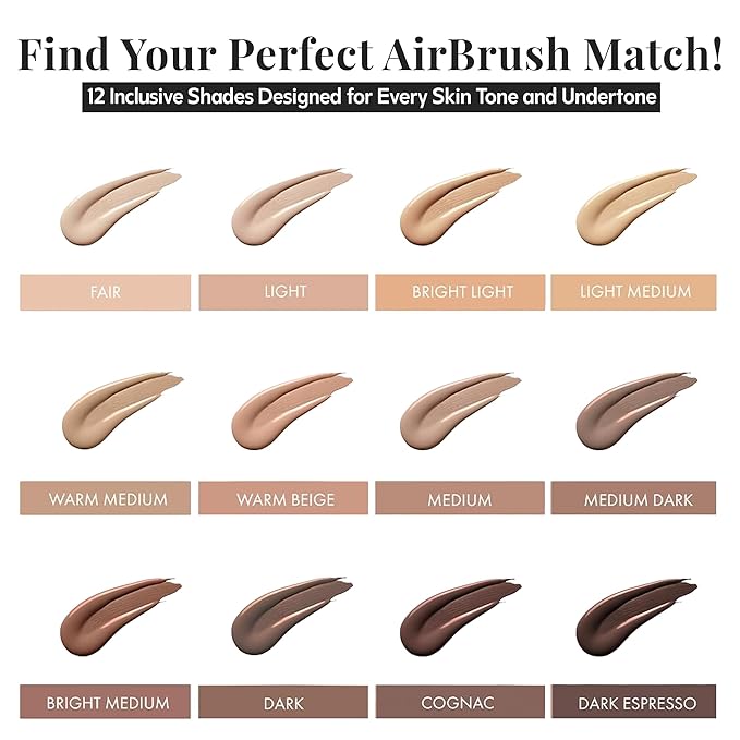 Jerome Alexander MagicMinerals AirBrush Foundation – 2 Piece Set with Airbrush Foundation and Kabuki Brush - Spray Makeup with Anti-aging Ingredients for Smooth Radiant Skin - Bright Medium