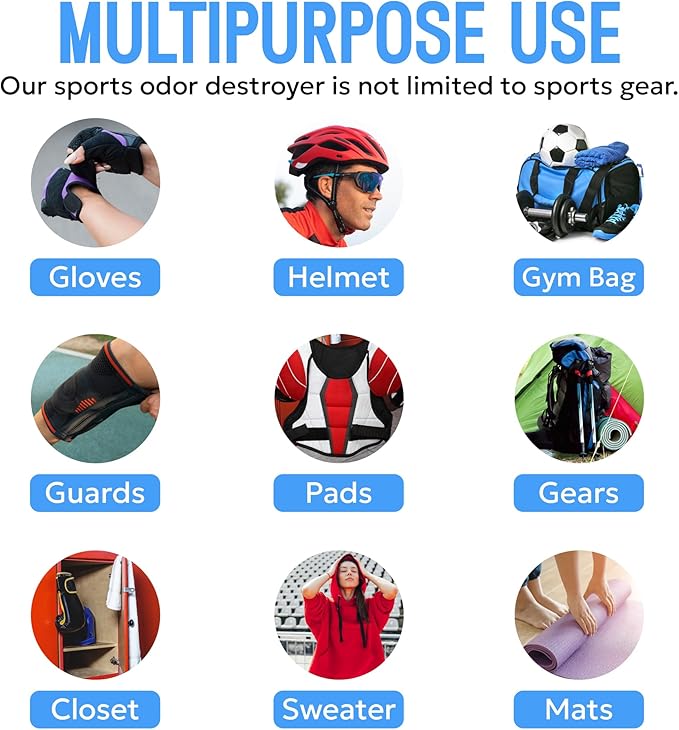Sports Odor Destroyer Spray (1 x Gallon / 3.8L), Sports Gear Odor Eliminator & Deodorizer Spray - Neutralizer & Refresher Spray For Protective Equipment, Sportswear & Outdoor Gear