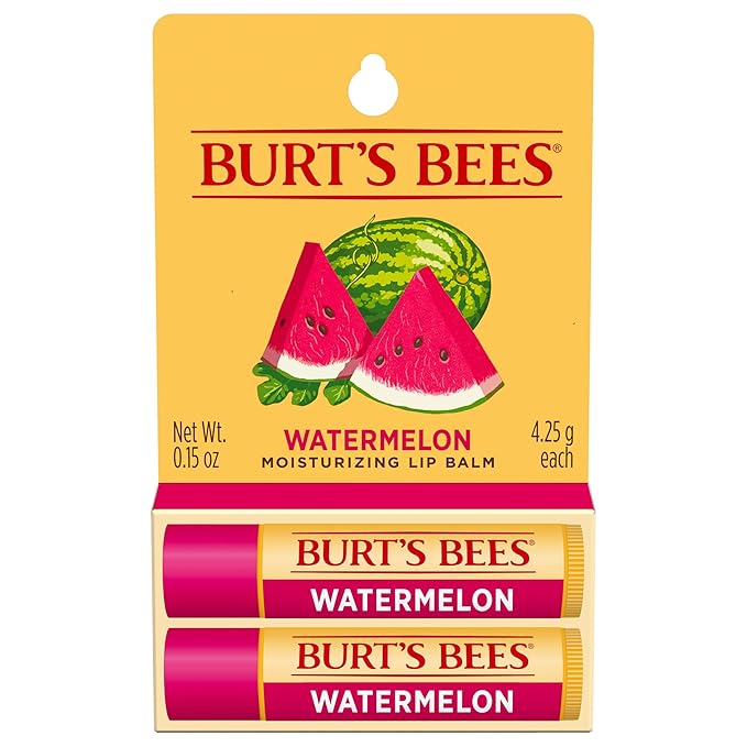 Burt's Bees Lip Balm - Watermelon, Lip Moisturizer With Responsibly Sourced Beeswax, Tint-Free, Natural Origin Conditioning Treatment, 2 Tubes, 0.15 oz.