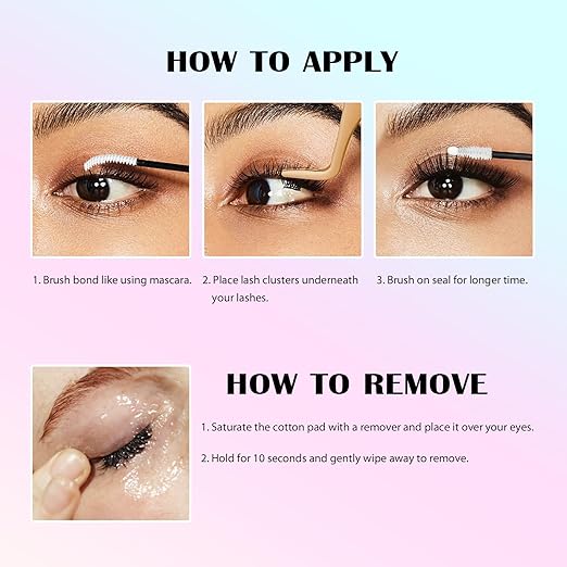 SY-SHUYING White Lash Bond and Seal for Eye lash Cluster, Long Lasting, Comfortable, Waterproof, 72H Super Flexible Hold Glue, 2-in-1 for Sensitive Eyes, Non Irritating, DIY Lash Cluster Kit 4ml+4ml