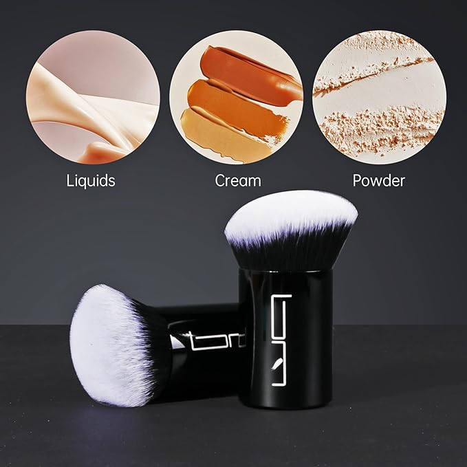Brush Master Angled Foundation Makeup Brush, Kabuki Brush For Powder, Blush, Bronzer, Concealer, Portable Brush Cover, Perfect for Travel
