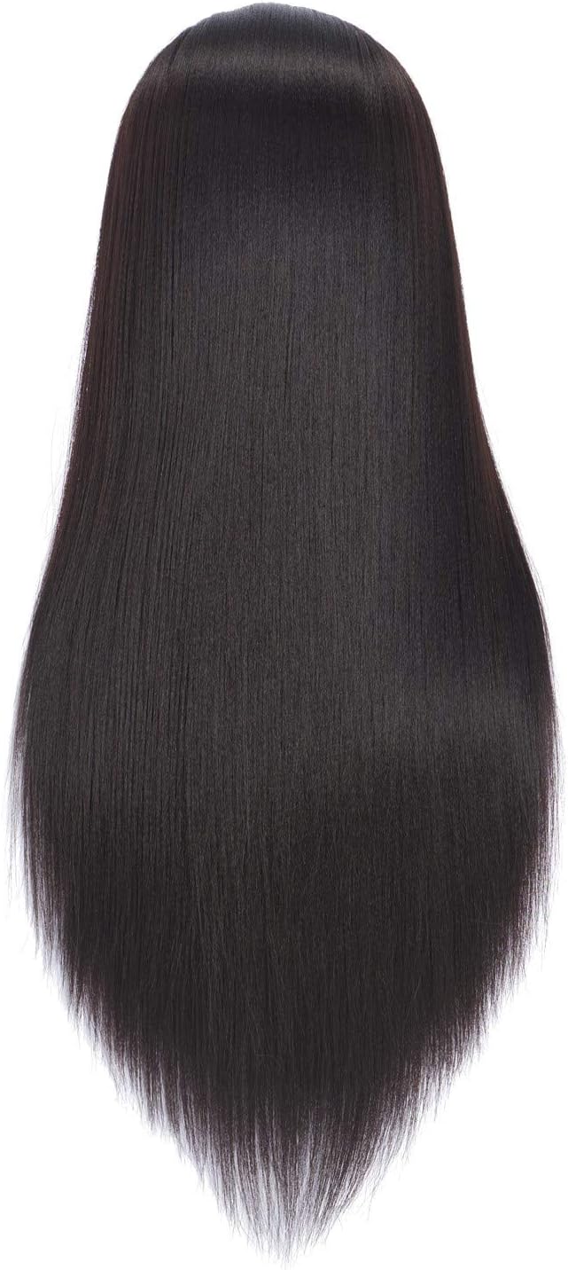 Hairingrid 26"-28" Mannequin Head Hair Styling Training Head Manikin Cosmetology Doll Head Synthetic Fiber Hair and Free Clamp Holder (R71919BY0220) Yaki-Black-