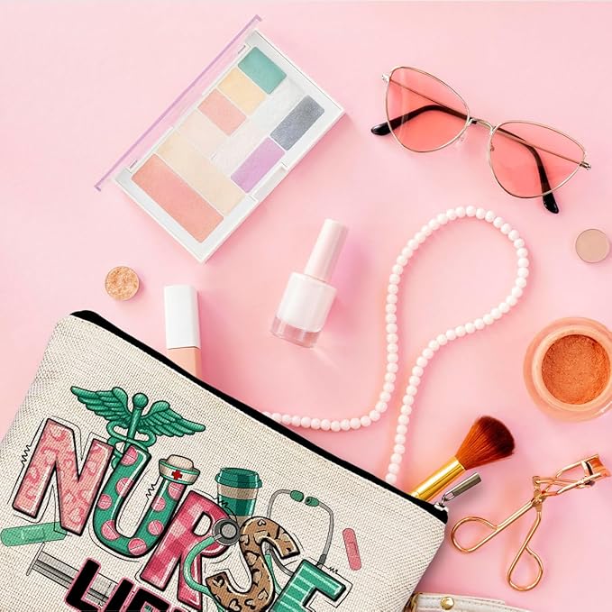 QGFM Nurse Makeup Bags,Nurse Gifts for Women,Nurse Cosmetic Bags With Zipper,Nurse Gifts for Nursing Student,Student Nurse Gifts(F style)