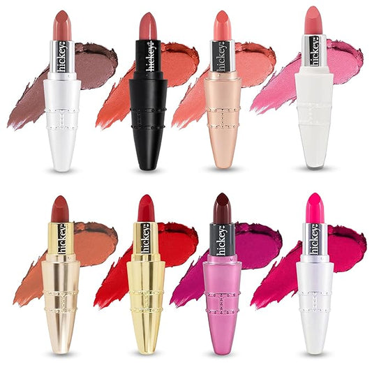 Hickey Lipstick The Vault Collection - 8 Piece Refillable Set - (Walk of Shame, Mile High, Big Trouble, Make Out, Haute Mess, Birthday Suit & More) - Hydrating Lipstick for Women - Vegan & Gluten-Free